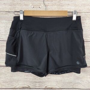 ATHLETA Shorts 2 In 1 Running Women's Black Stretch Pocket Size Small